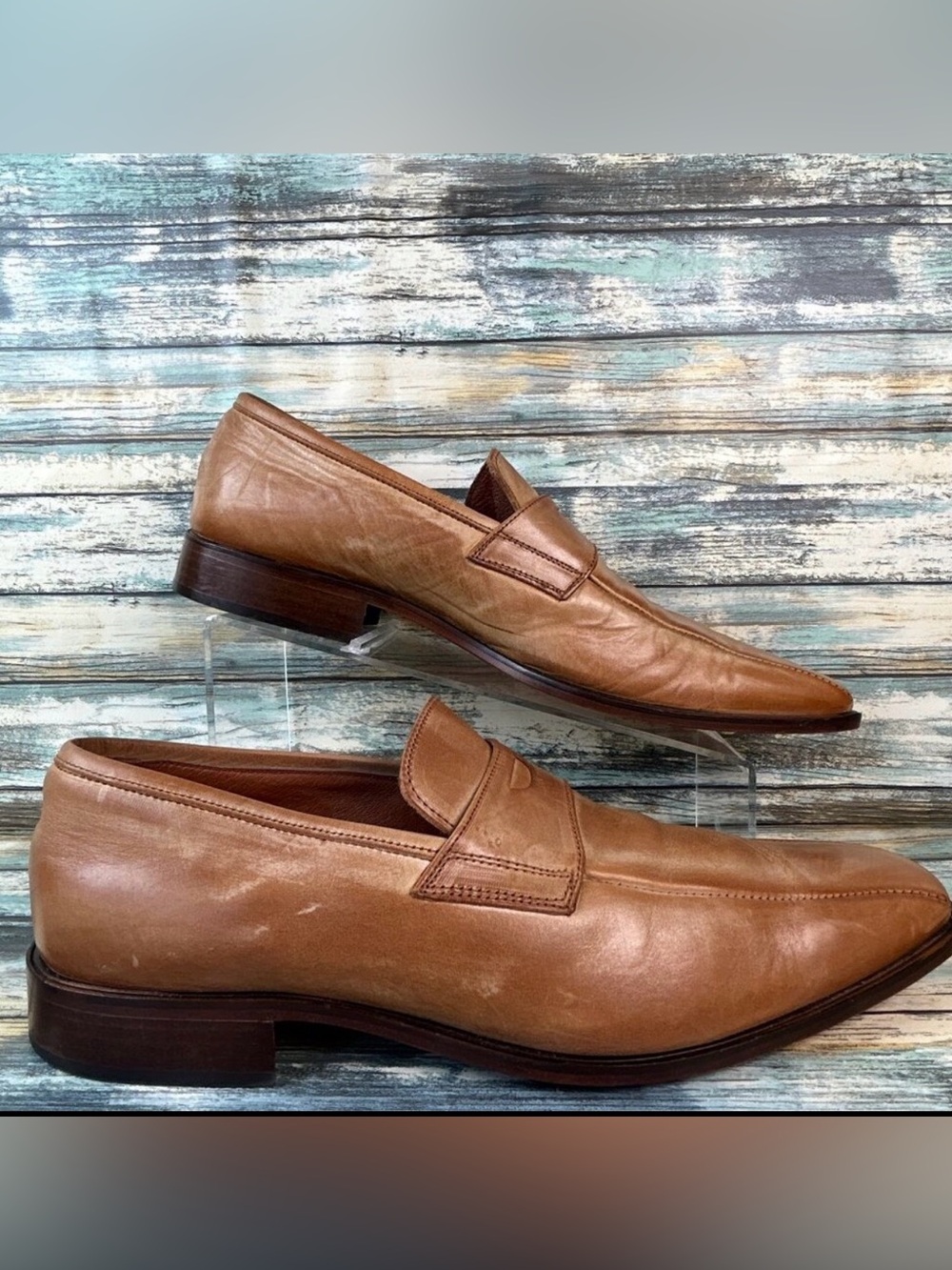 L. Lambertazzi Loafers Mens 11-11.5/44 Brown Leather Handmade Bicycle Toe Dress
